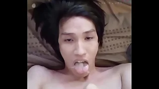 FagTeetajet Thai Blithe Drinking my own cum&comma; cumming in my facet